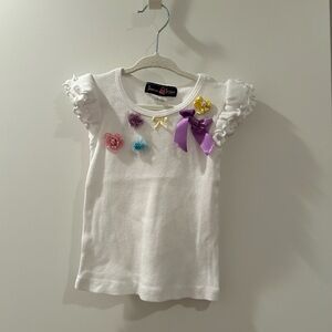 Embellished White Kids Shirt Size 3T